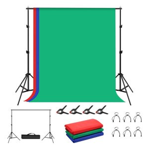 Supporto per fondale da studio fotografico Puluz 2x2m + fondali 3 pezzi PKT5204