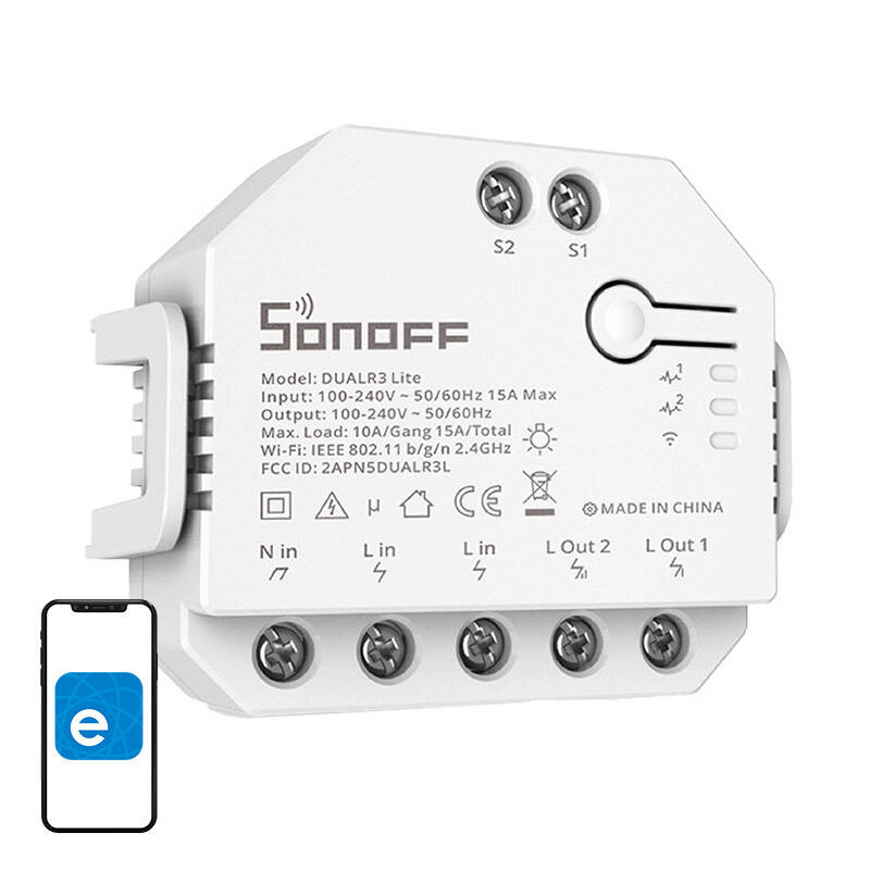 Interruttore Wi-Fi intelligente WiFi Sonoff Dual R3 Lite