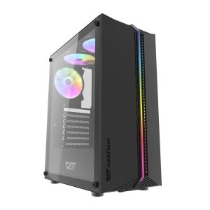 Case per computer Darkflash DK151 con LED (nero) + 3 ventole RGB
