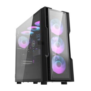 Case per computer Darkflash DK431 in vetro (nero) + 4 ventole RGB