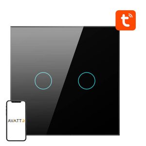 Interruttore luce intelligente ZigBee Avatto ZTS02-EU-B2 a 2 vie TUYA (nero)