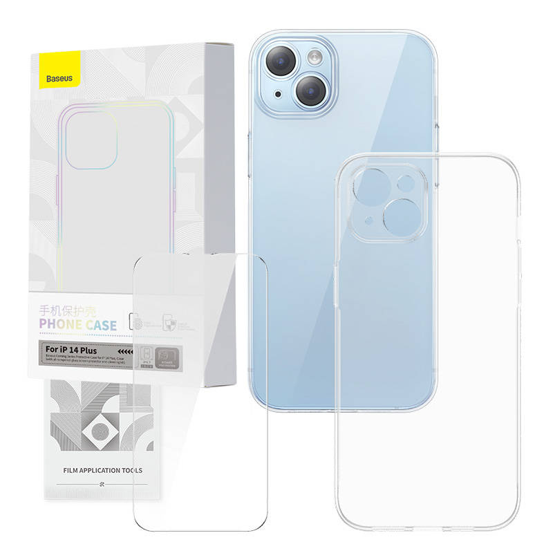 Set di custodia trasparente e vetro temperato Baseus Corning per iPhone 14 Plus