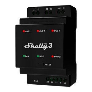 Shelly Pro 3 Relè a 3 canali per montaggio su guida DIN, WiFi/LAN