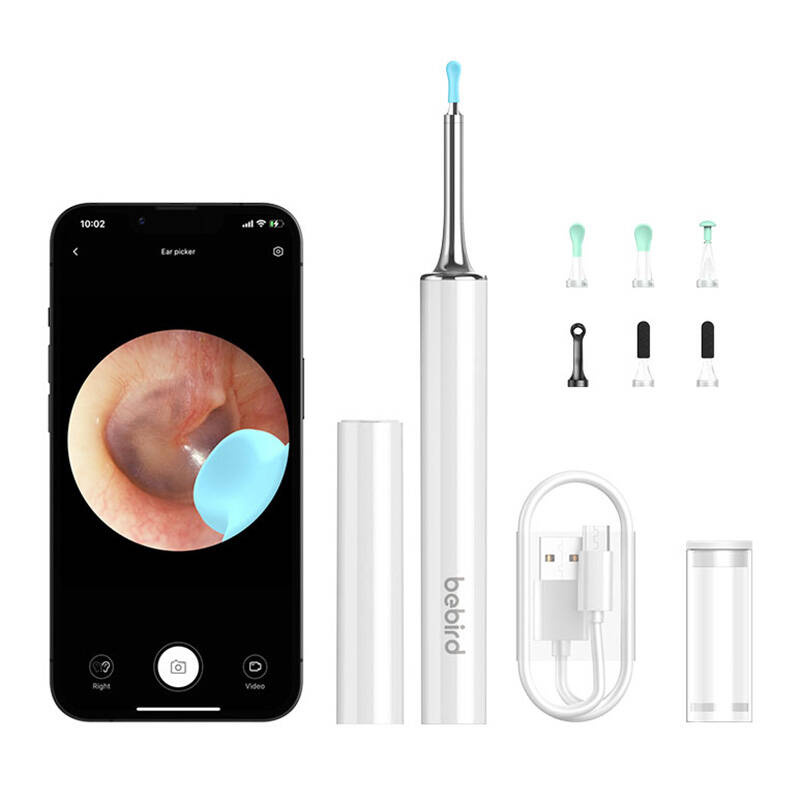 Asta per la pulizia visiva intelligente delle orecchie Bebird T15 bianca