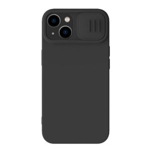 Custodia Nillkin CamShield in silicone setoso per iPhone 15 Plus (nera)