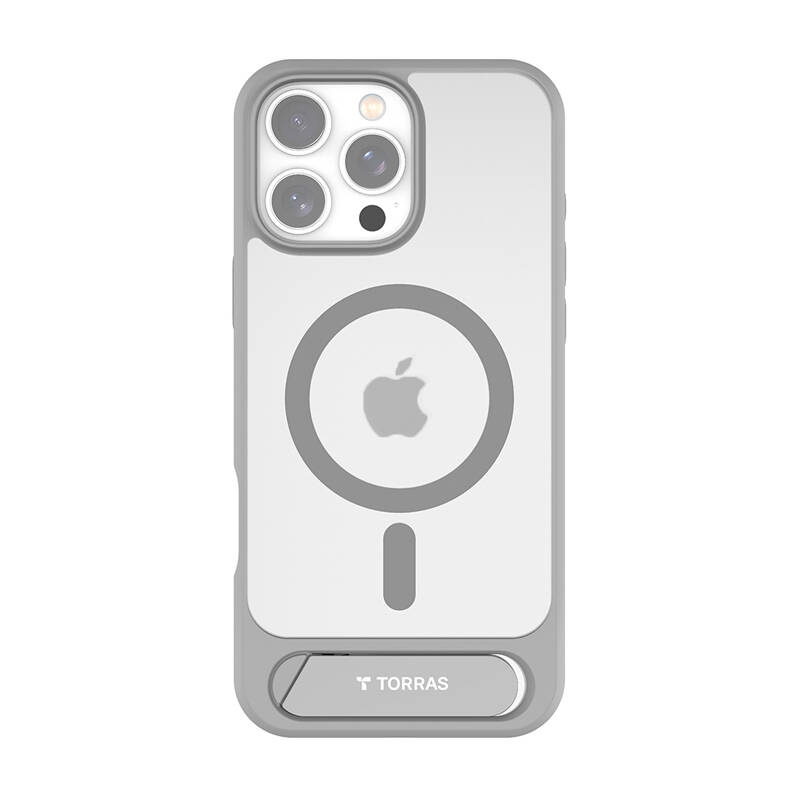 Custodia Torras Pstand Series per iPhone 16 Pro Max (grigia)