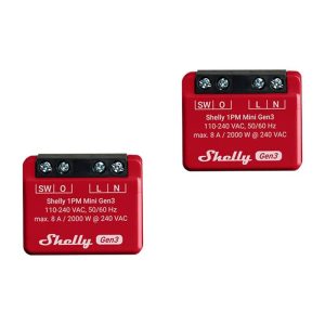 Set di 2 controller Shelly 1PM Mini Gen3, WiFi/Bluetooth