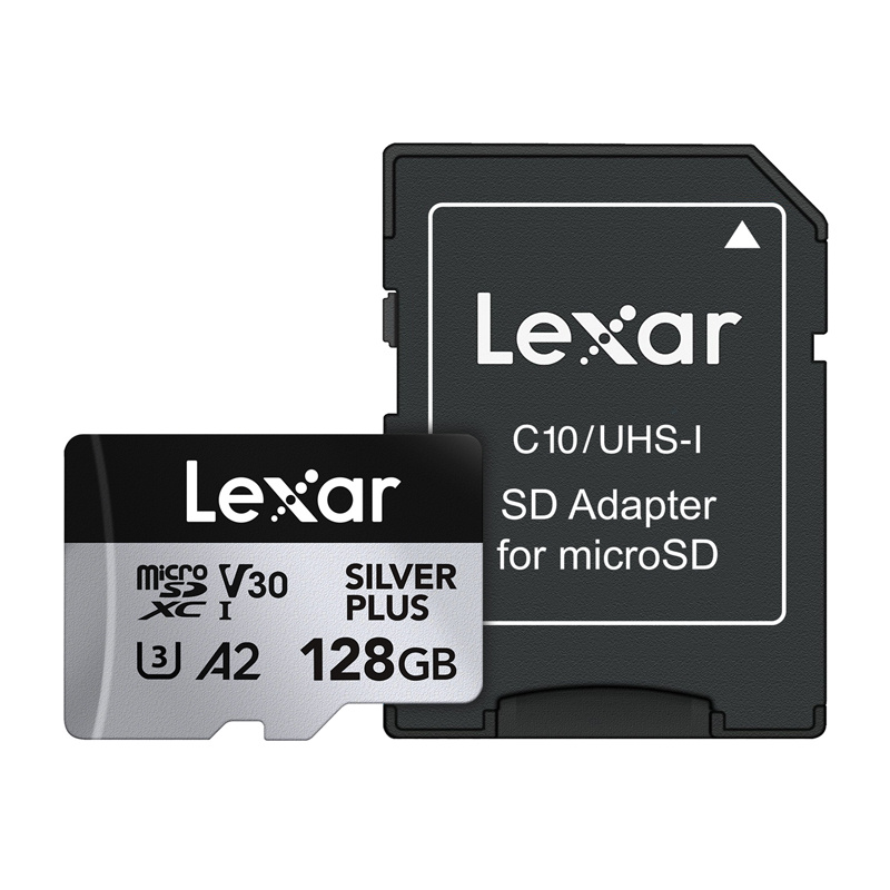 Scheda di memoria microSDXC Lexar High-Performance Silver Plus da 128 GB + adattatore
