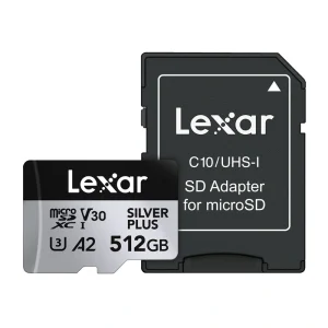 Scheda di memoria microSDXC Lexar High-Performance Silver Plus da 512 GB + adattatore