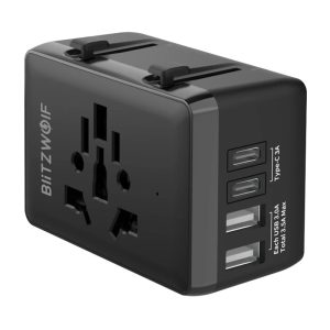 Adattatore da viaggio Blitzwolf BW-TA1 4 in 1: 2xUSB + C + PD, 20W