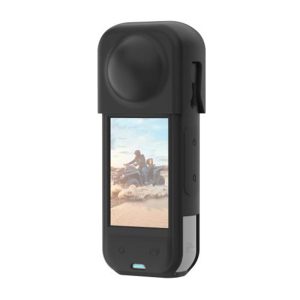 Custodia protettiva in silicone PULUZ con copriobiettivo per Insta360 X5 (nera)