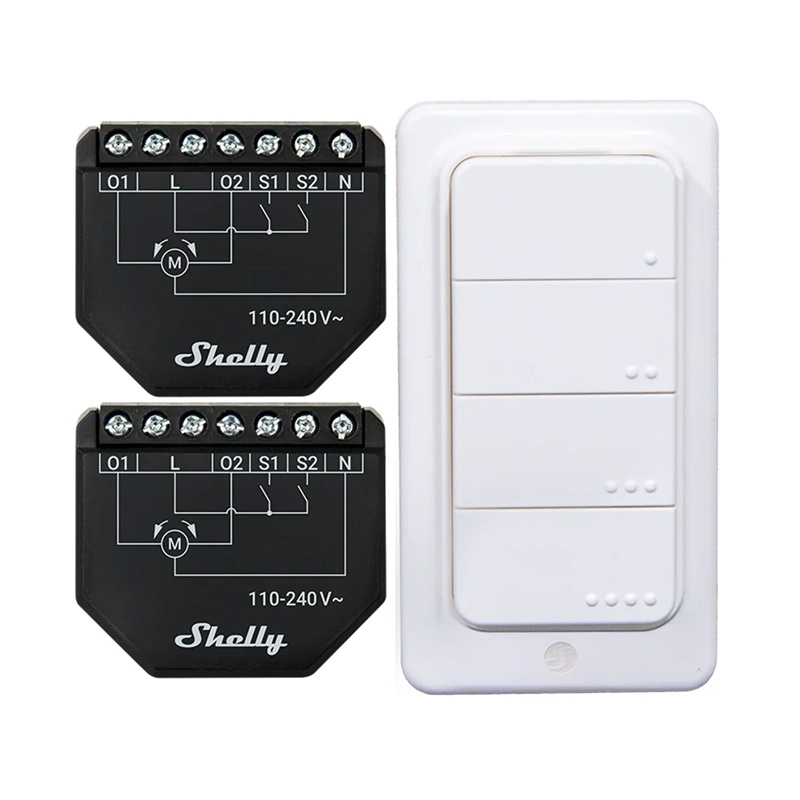 Set di 2 controller WiFi per tapparelle/tende Shelly Shutter + pulsante BLU RC 4