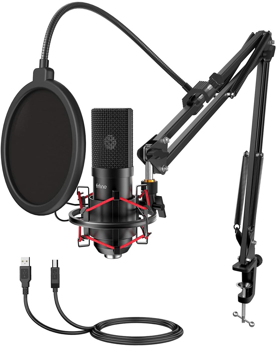 Microfono a condensatore con treppiede Fifine T732 (nero)
