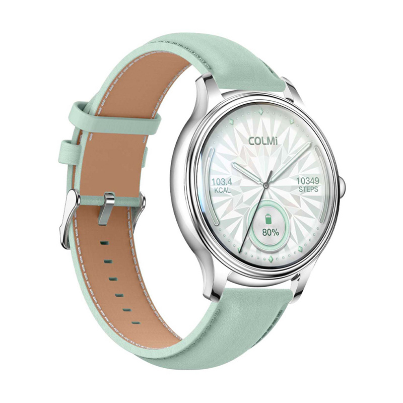 Smartwatch COLMI L28 (argento-verde + cinturino in pelle verde)