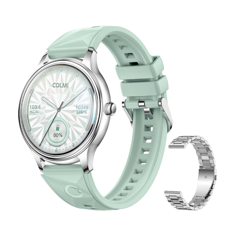 Smartwatch COLMI L28 (verde argento + cinturino in acciaio argentato)